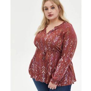 Torrid  Ikat Print Peasant Top NWOT Size 2 (18-20)